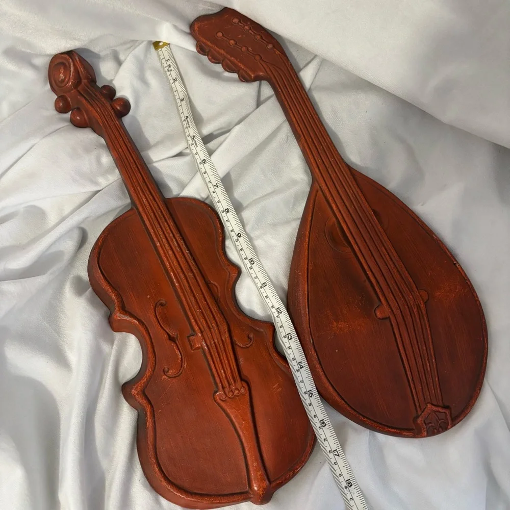 Vintage MCM Violin Mandolin Wall Art Decor Royal Cast Aluminum Large 18”